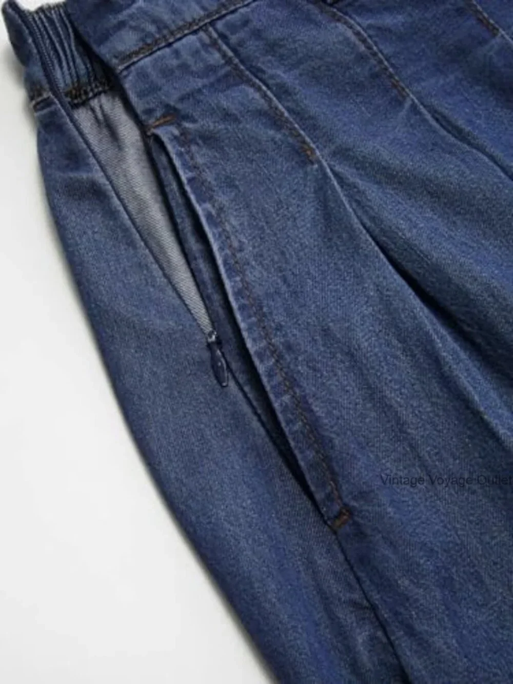 Maxi Denim Skirt High Waisted A-Line Pleated with Pockets Regular Fit - Picture 2 of 7